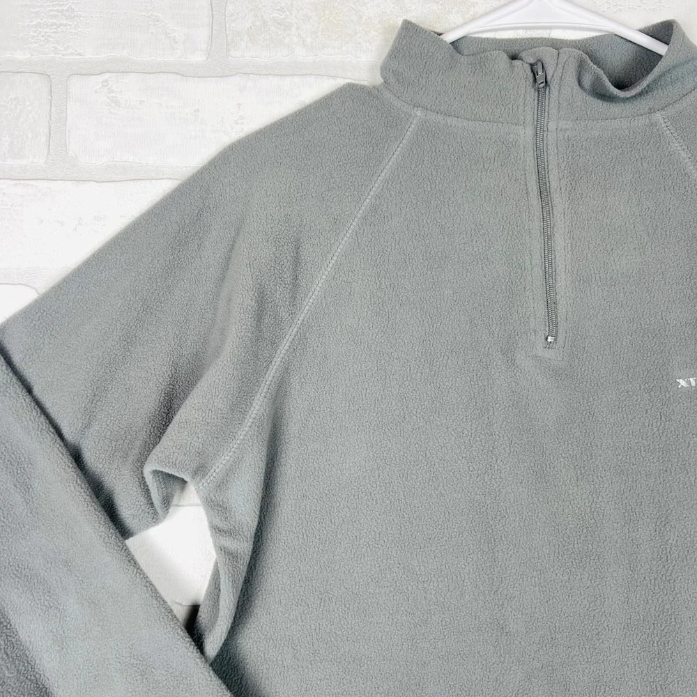 XTEK Womens Gray Quarter Zip Fleece Pullover Mock‎ Neck Active Top Size M